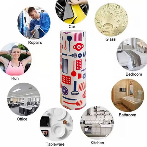 Microfiber Multi-Purpose 20pcs Cloth Roll - Reddish Utensil