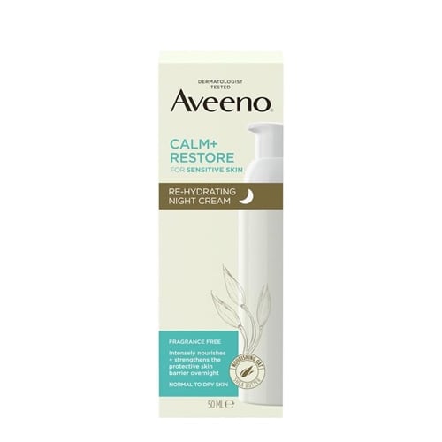 Aveeno Calm+Restore Re-Hydrating Night Cream For Sensitive Skin 50ml•