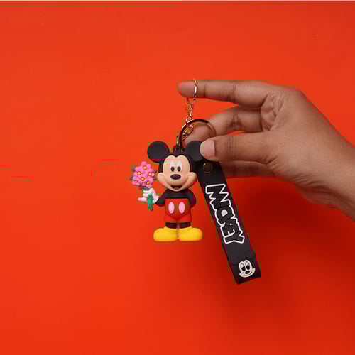 Silicon Mickey Mouse Keyring - Flower