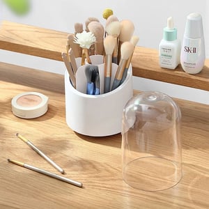 360 Rotary Cosmetic Brush Storage Bucket - Blue
