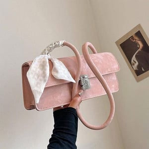 Velvet Finishing Stylish Bag For Women - Pink