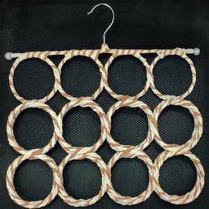 Foldable 28 Ring Scarf Hanger - White Brown