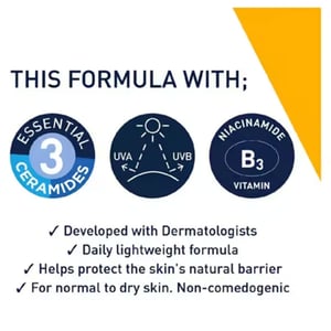 CeraVe AM Facial Moisturising Lotion For Normal To Dry Skin 52ml - SPF 50