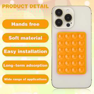 Adhesive Silicone Suction Phone Holder - Orange
