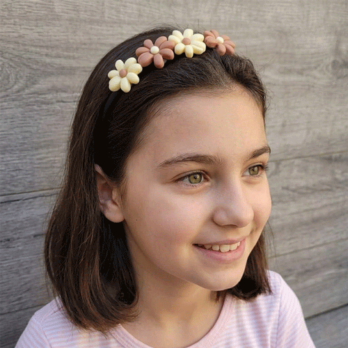 Girls Floral Headband - Black