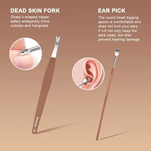 7pcs Manicure Set Box With Holder - Dark Rose Gold