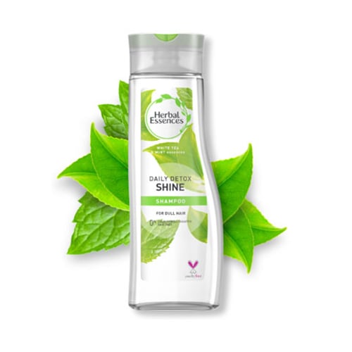 Herbal Essences Daily Detox Shine Shampoo With White Tea & Mint Essences For Dull Hair 400ml •