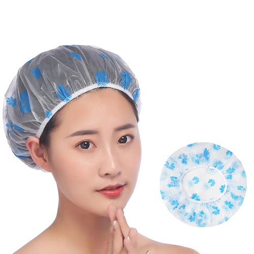 Soft & Light Weight Shower Cap - Blue Floral