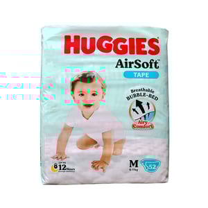 Huggies Air Soft Tape Size-M (6-11kg) 52pcs•
