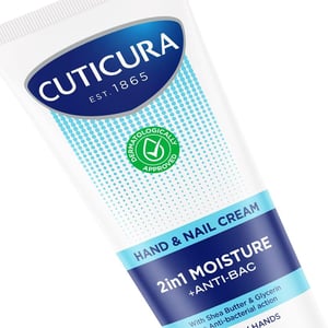 Cuticura 2 In 1 Moisture + Anti-Bac Hand & Nail Cream For Dry Hands 75ml