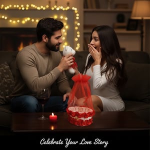 Doll With Rose In Basket Gift Pouch