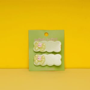 Wave Shape Baby Hair Clip - Bright Green Bunny