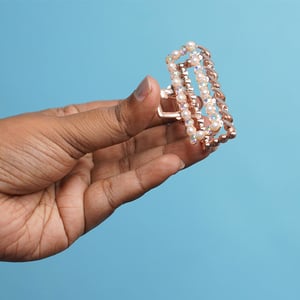 Rectangle Shape Rhinestone Metal Hair Clip - Bronze