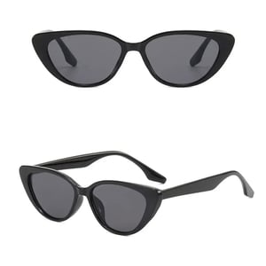 Triangular Retro Small Frame Cat Eye Sunglasses - Black (240034)