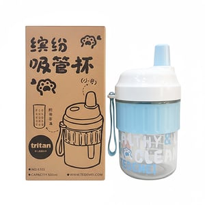 Tedemei Baby Water Bottle With Straw 600ml - Blue