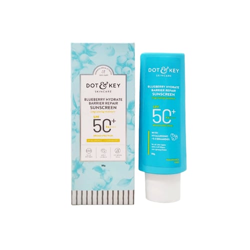 Dot & Key Blueberry Hydrate Barrier Repair Sunscreen SPF 50+ with Hyaluronic and Ceramides PA+++ 80g•