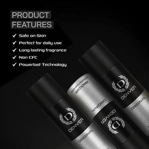Denver Black Code Deodorant Body Spray 150ml - Original  •