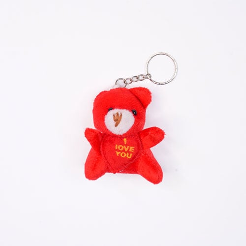 Mini Teddy Bear Key Ring With Kiss & I love You Sound - Red