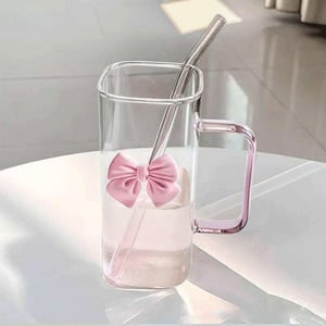 Square Shape Pookie Mug With Straw - Pink