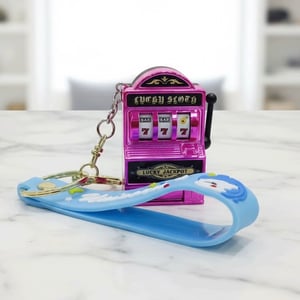 Lucky Jackpot Machine Toy Key Ring - Hot Pink