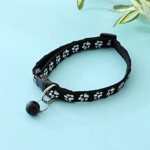 Footprint Patches Cross-Border Pet Neck Collar With Rattle - Black