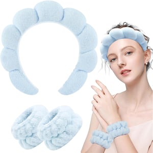 Sweet Beauty Spa Headband & Wristband Set - Baby Blue