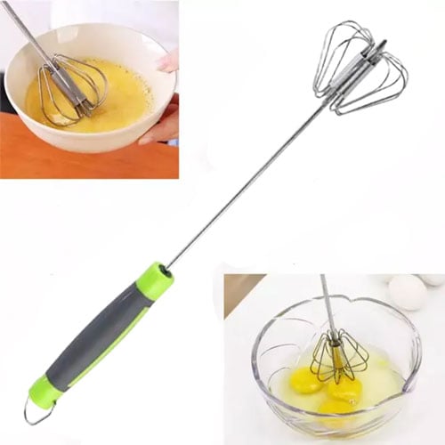 Semi Auto Stainless Steel Whisk - Bright Green