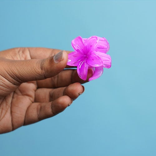 Glossy Plumeria Flower Shape Hair Clip - Purple