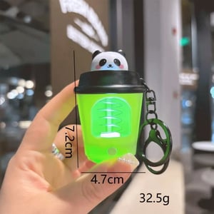 Spring Head Pop Up With Light Keyring - Green panda