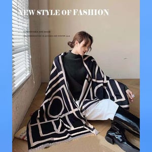 Trendy Korean Style Cashmere Shawl - Toteme Pattern