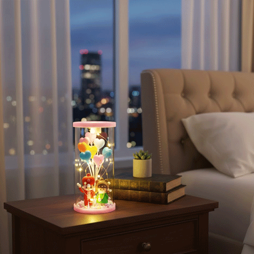 Romantic Couple Love Balloon Night Light - Pink