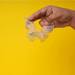 Semi Transparent Net Butterfly Hairclip 1pcs - Yellow & White