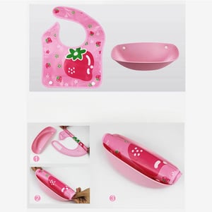 Bib With Portable Tray - Pink