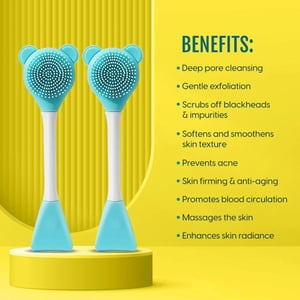 Multi-Functional Silicone 2-in-1 Face Scrubber & Spatula Stick - Blue