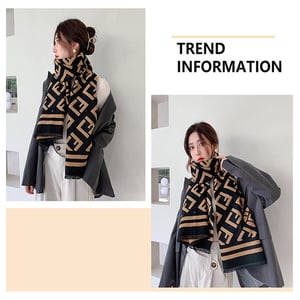 Trendy Korean Style Cashmere Shawl - Fendi Pattern