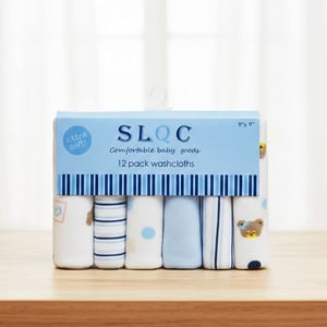 SLQC Comfortable Baby Washcloths 12pcs - Blue