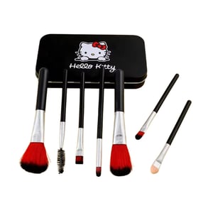 7pcs Makeup Brush Set With Hello Kitty Box - Black