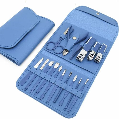 Sweet Beauty 16 Pcs Professional Nail Tools - Dark Pastel Blue