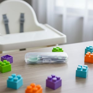 Spoon And Fork Set For Baby - Pistachio