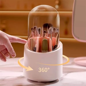 360 Rotary Cosmetic Brush Storage Bucket - Pink