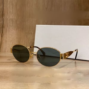 Women Oval Shape Metal Frame Sunglass