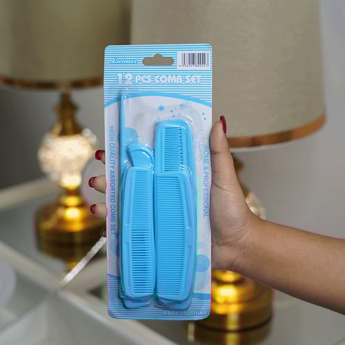 12pcs Plastic Hair Comb Set - Blue