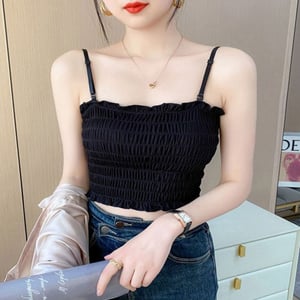 Adjustable Padded Crop Top - Black