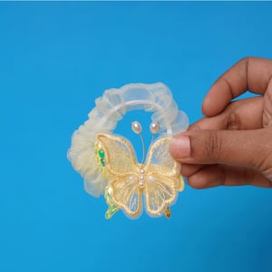 Scrunchie Semi Transparent Butterfly Hairband - Yellow