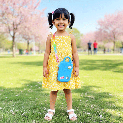 Cute Silicone Character Bags with Adjustable Straps - Blue