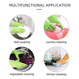 Disposable Rubber Hand Gloves With Floral Print - Bright Green