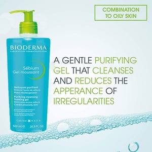 Bioderma Sebium Gel Moussant Purifying Cleansing Foaming Gel for Combination to Oil Skin 500ml •