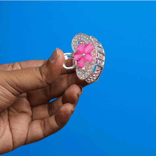 Heart Shape Rhinestone Hair Clip - Hot Pink