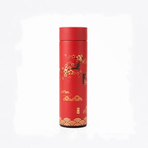 Floral Printed Water Bottle 500ml - Red •