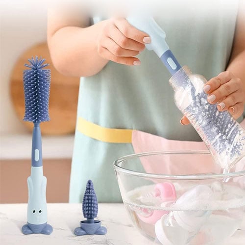 3 In 1 Bottle Cleaner Portable Brush - Faded Navy